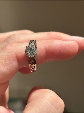 Sterling Silver Filigree Solitaire Ring with Clear Stone - Silver